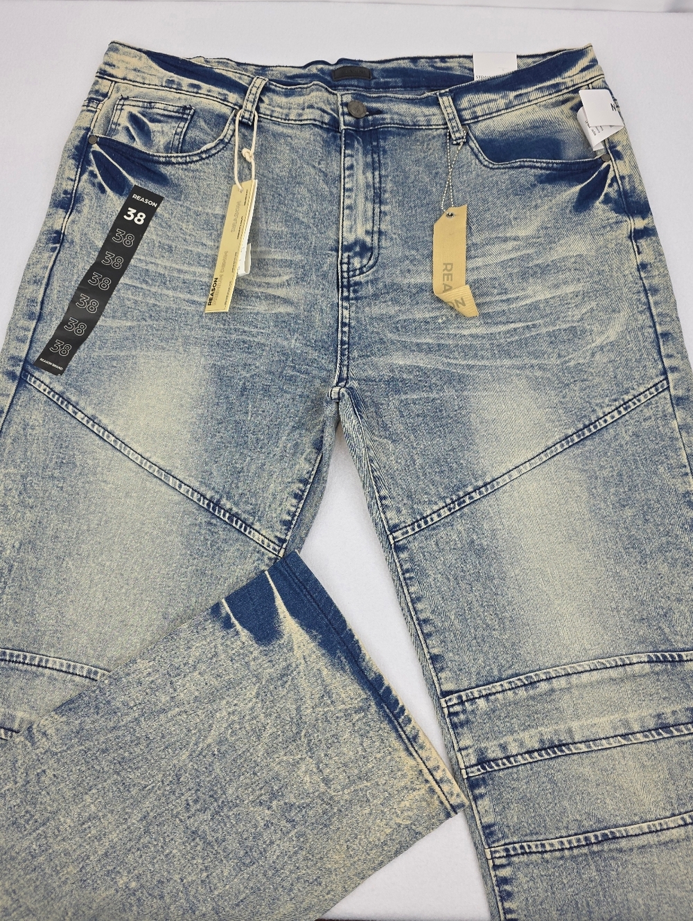 Reason Brand Men's Acid Wash Straight Fit Jeans Size 38 NWT Blue AD-3426